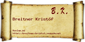 Breitner Kristóf névjegykártya